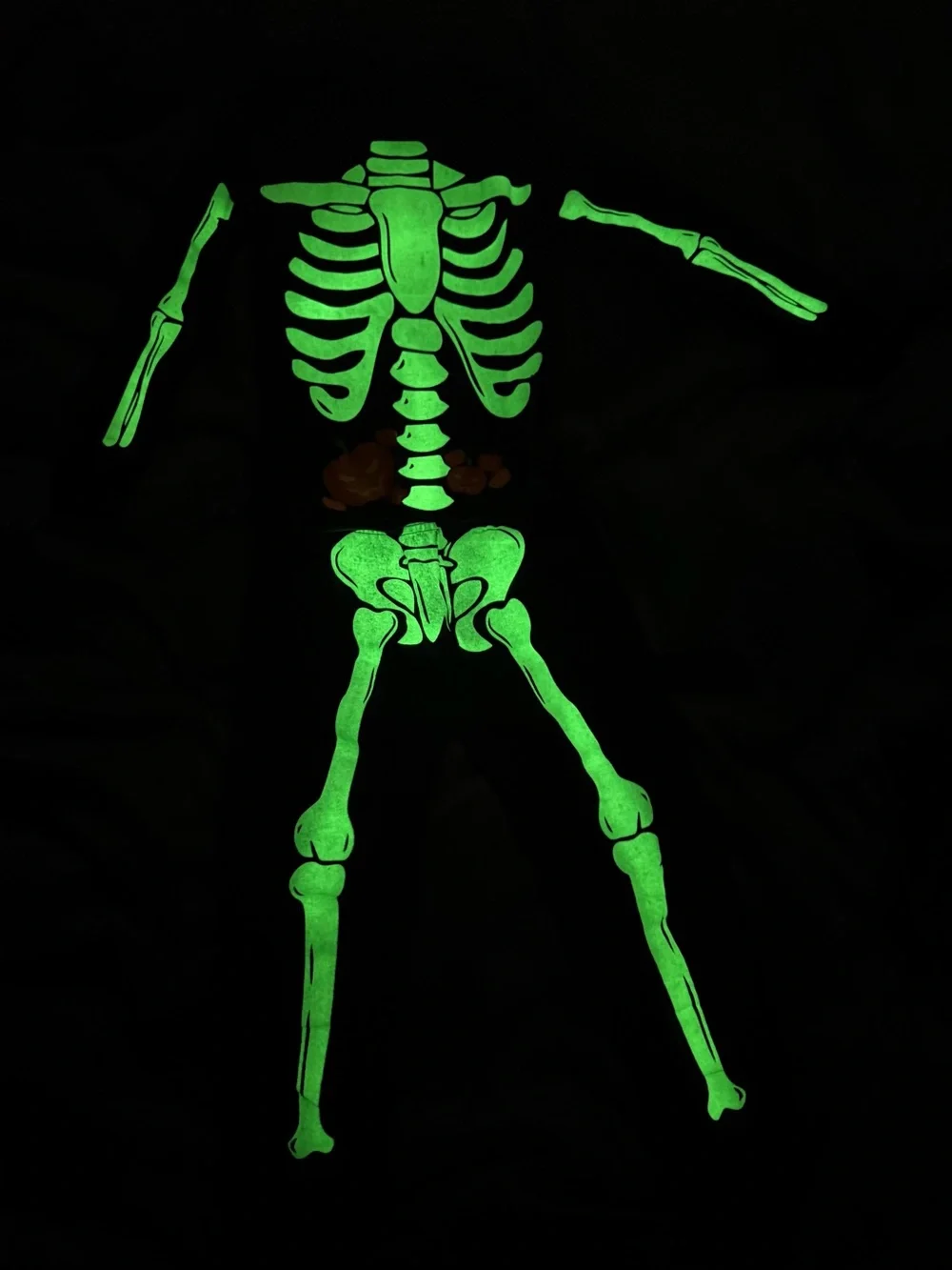Kids' Black Skeleton Set with Pumpkin Accents—Glow in the Dark